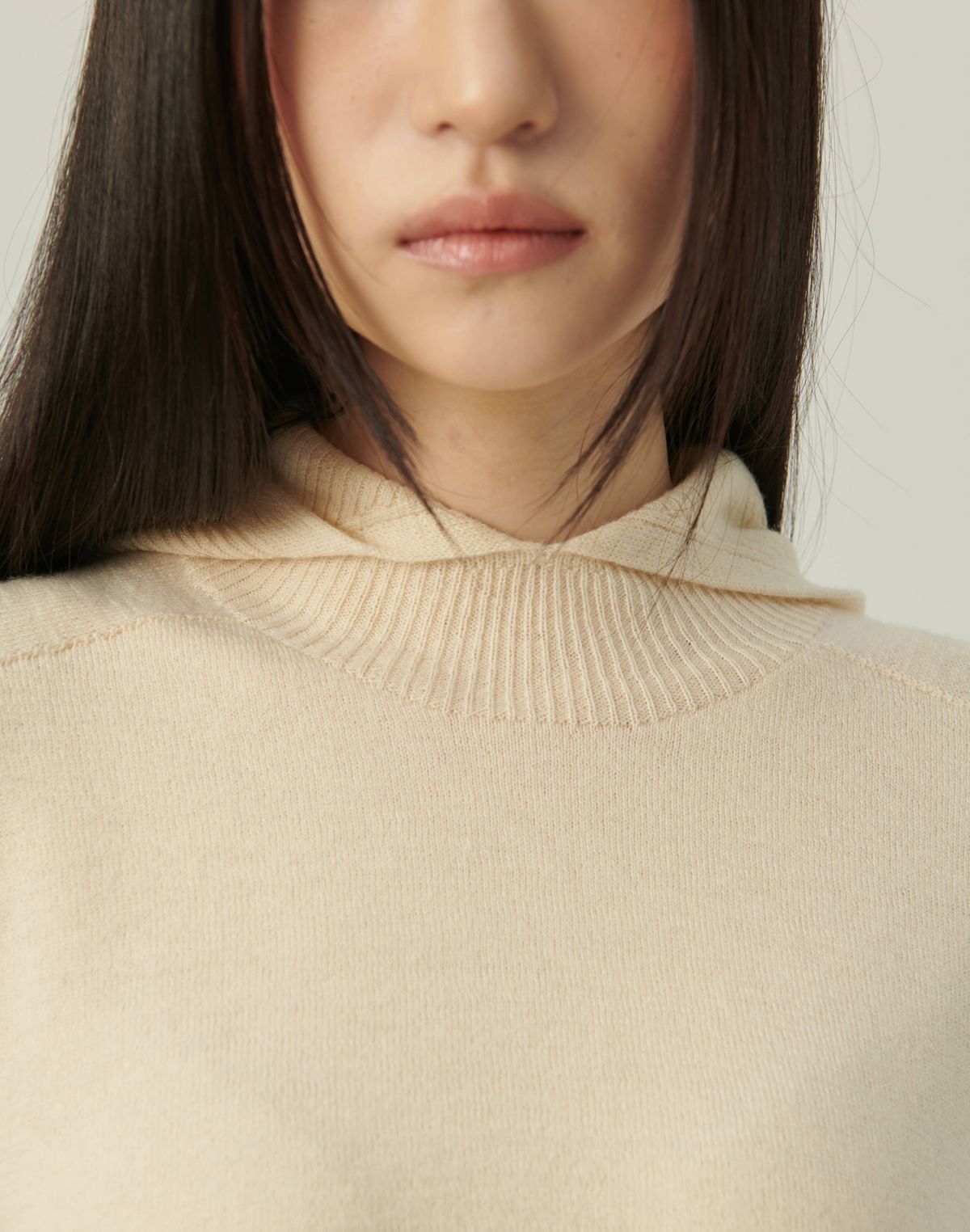 베이스스레드(BASETHREAD) Mock Neck Hooded Knit_IVORY