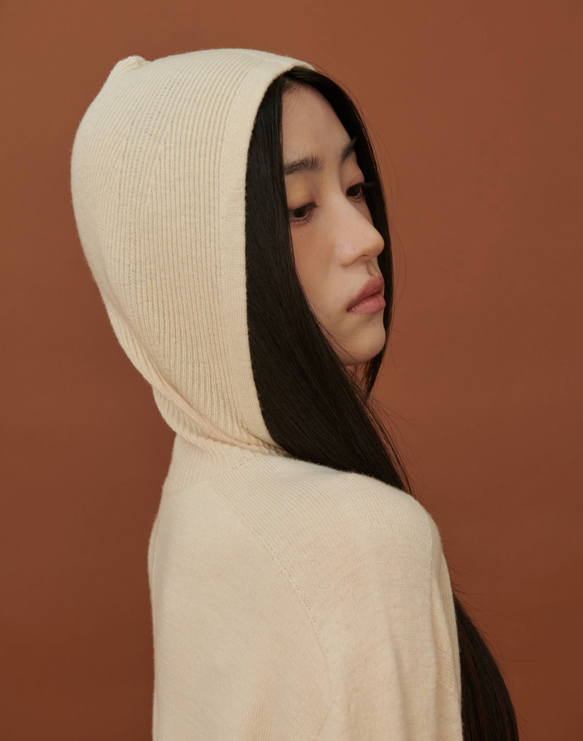 베이스스레드(BASETHREAD) Mock Neck Hooded Knit_IVORY