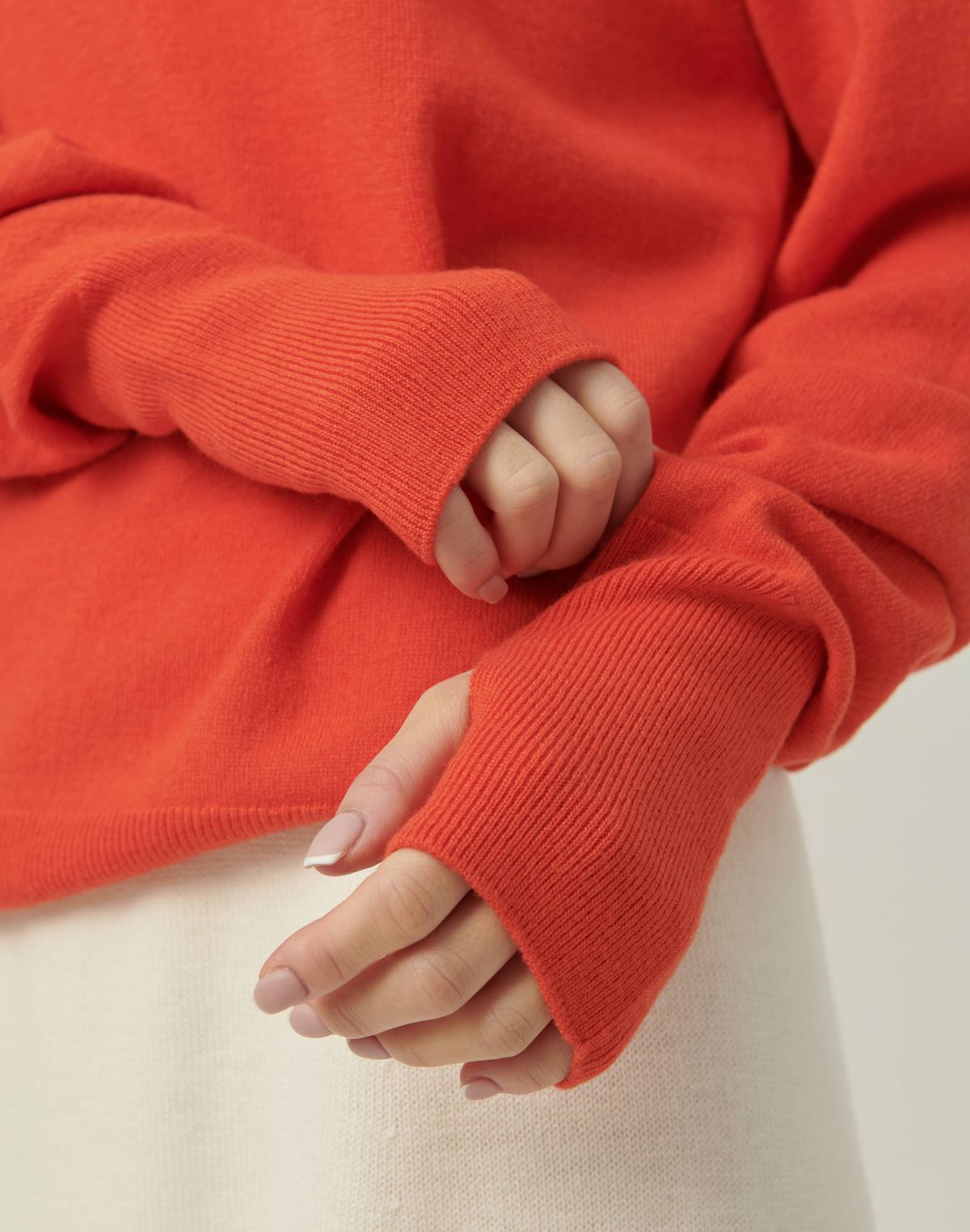 베이스스레드(BASETHREAD) Mock Neck Hooded Knit_ORANGE
