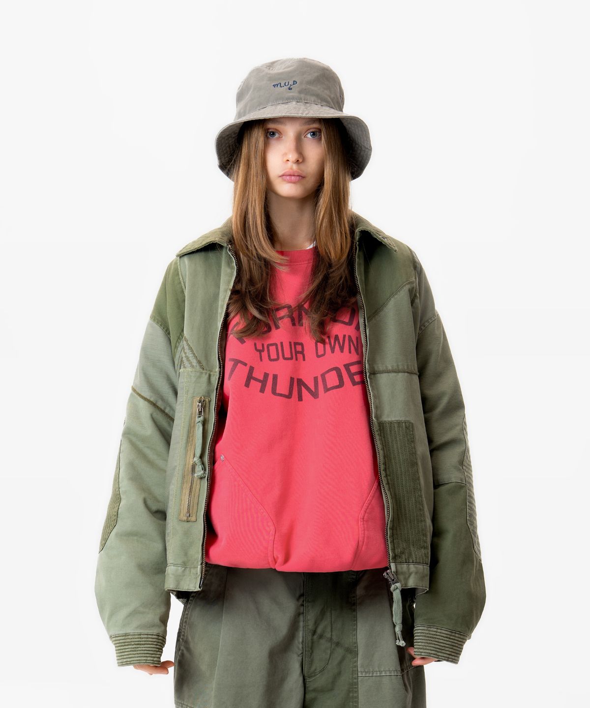 미드업데이트(MIDUPDATE) Patchwork Military Jacket_Green