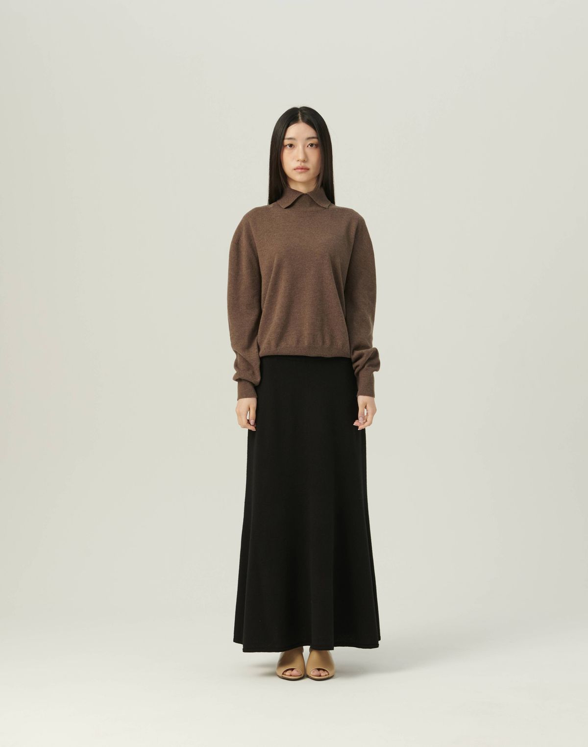 베이스스레드(BASETHREAD) Fold-Down Slit Turtleneck_BROWN