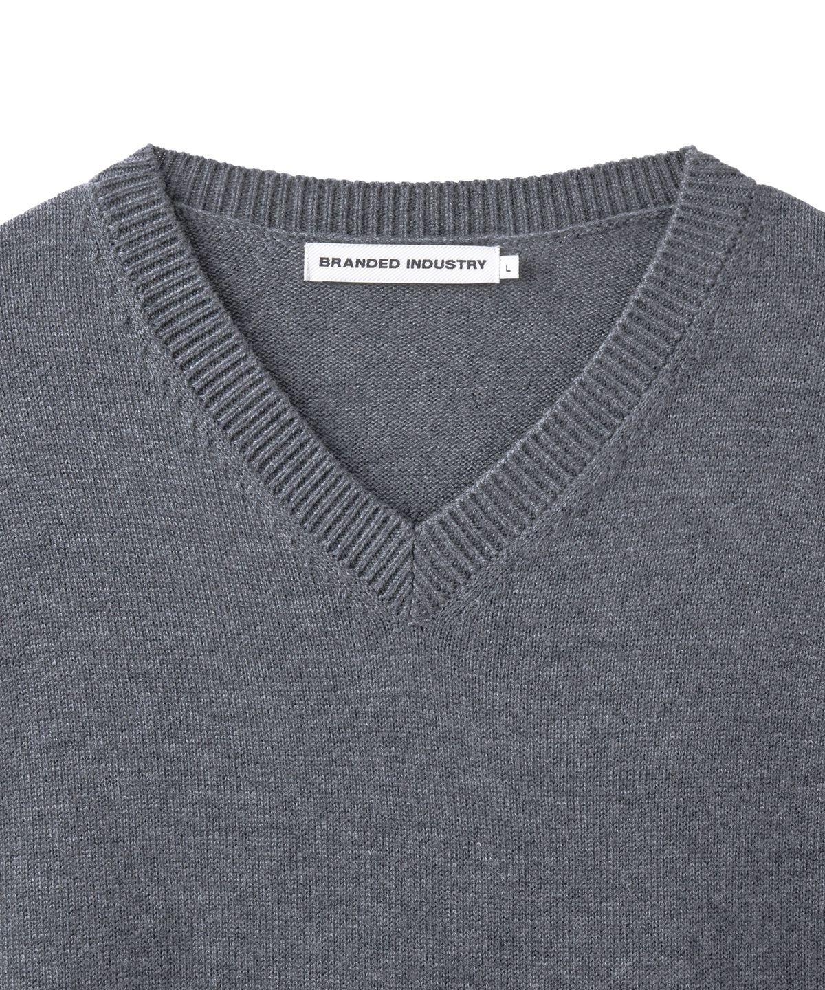 브랜디드(BRANDED) [SUPERIOR] CLOUD SUPERFINE V-NECK KNIT [MELANGE GRAY]