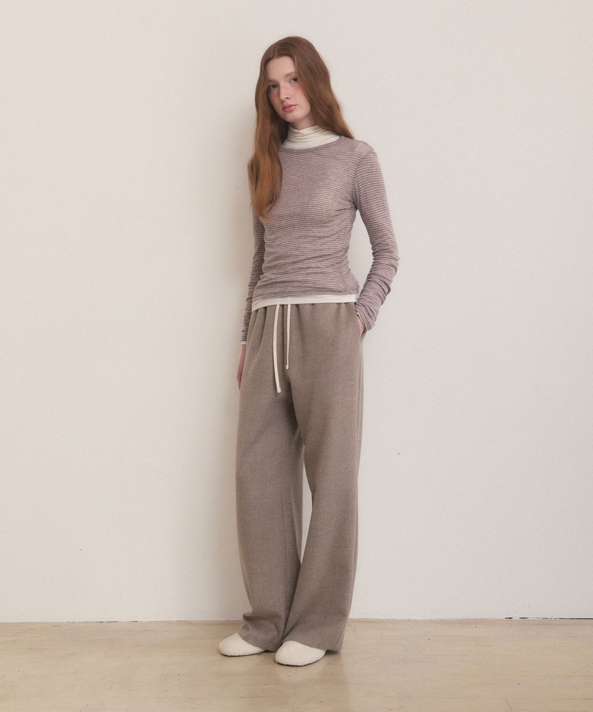 어다울(ADAUL) Banding string layered slacks - beige