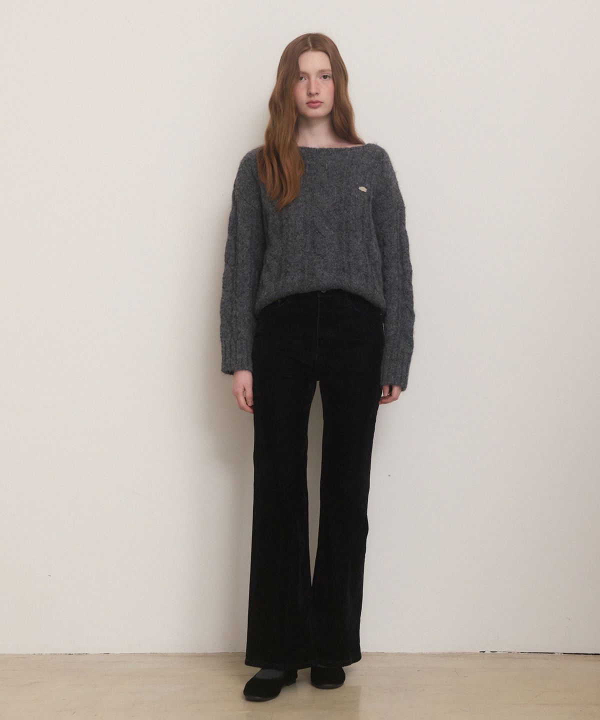 어다울(ADAUL) Velvet warm boots cut pants - black