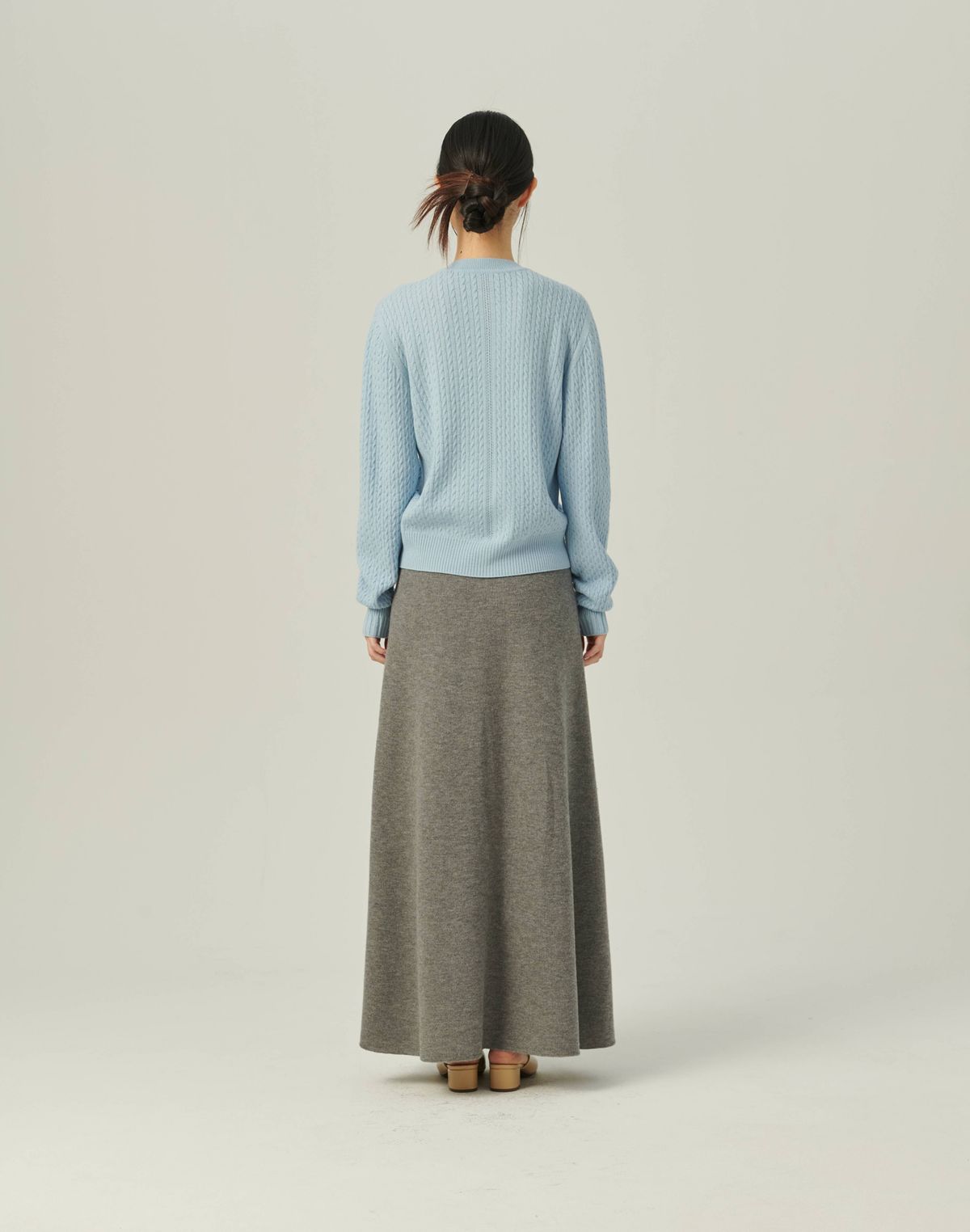 베이스스레드(BASETHREAD) Dense Cable Knit Cardigan_SKYBLUE