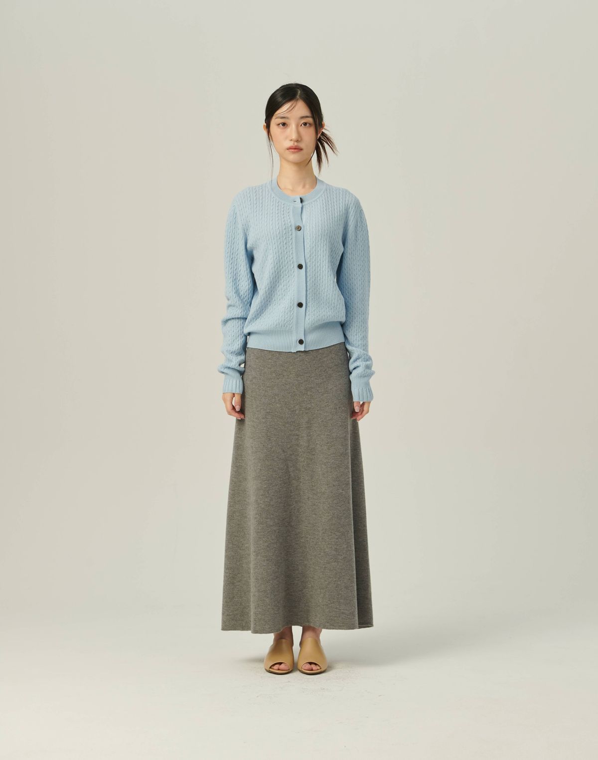 베이스스레드(BASETHREAD) Dense Cable Knit Cardigan_SKYBLUE