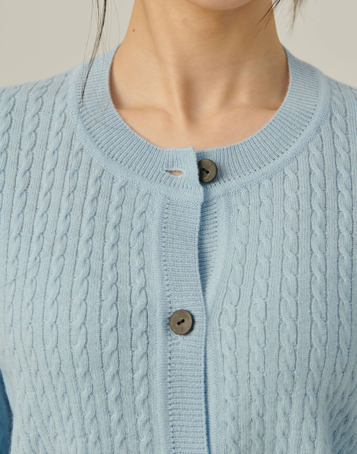 베이스스레드(BASETHREAD) Dense Cable Knit Cardigan_SKYBLUE