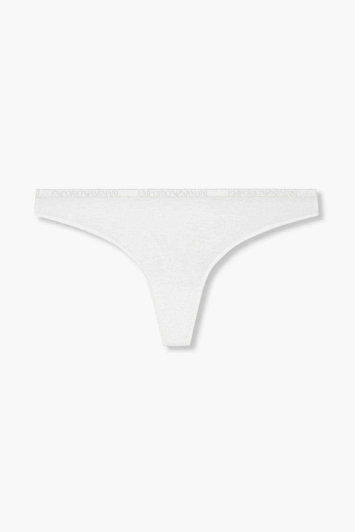엠포리오 아르마니 언더웨어(EMPORIO ARMANI UNDERWEAR) 여성 메탈릭 로고 밴딩 레이온 티팬티_화이트 0825110534