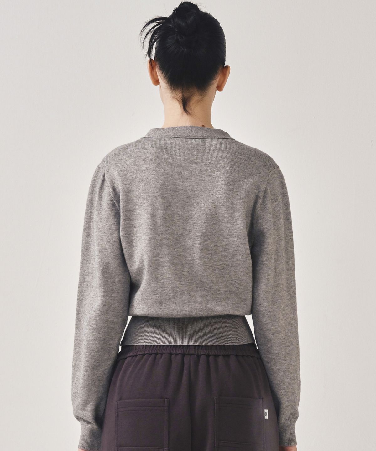 닉앤니콜(NICK&NICOLE) MINI BUTTERFLY SOFT V-CARDIGAN_GRAY BLACK