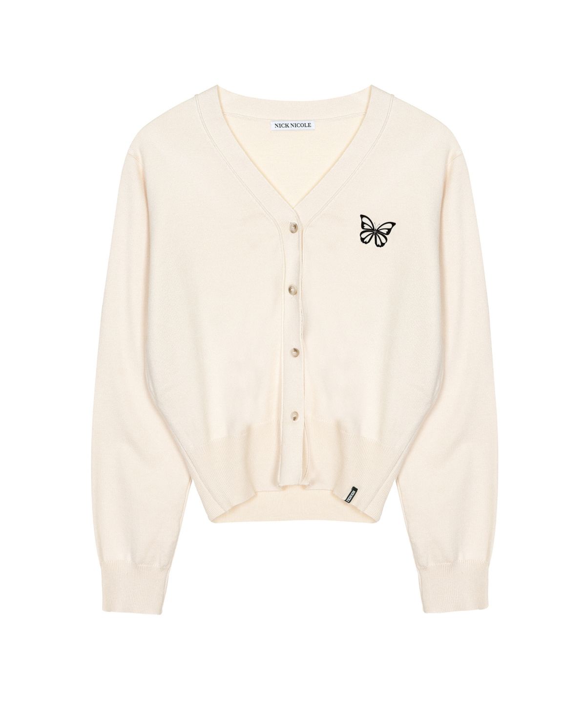 닉앤니콜(NICK&NICOLE) MINI BUTTERFLY SOFT V-CARDIGAN_CREAM BLACK