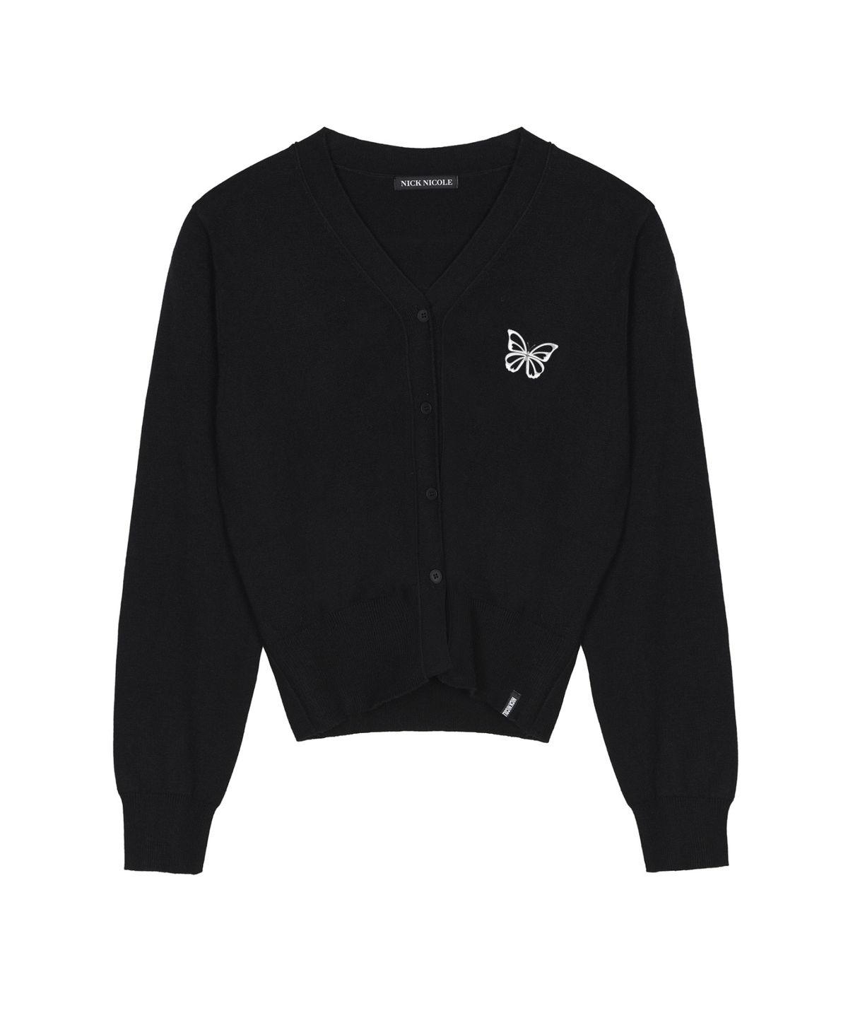 닉앤니콜(NICK&NICOLE) MINI BUTTERFLY SOFT V-CARDIGAN_BLACK IVORY