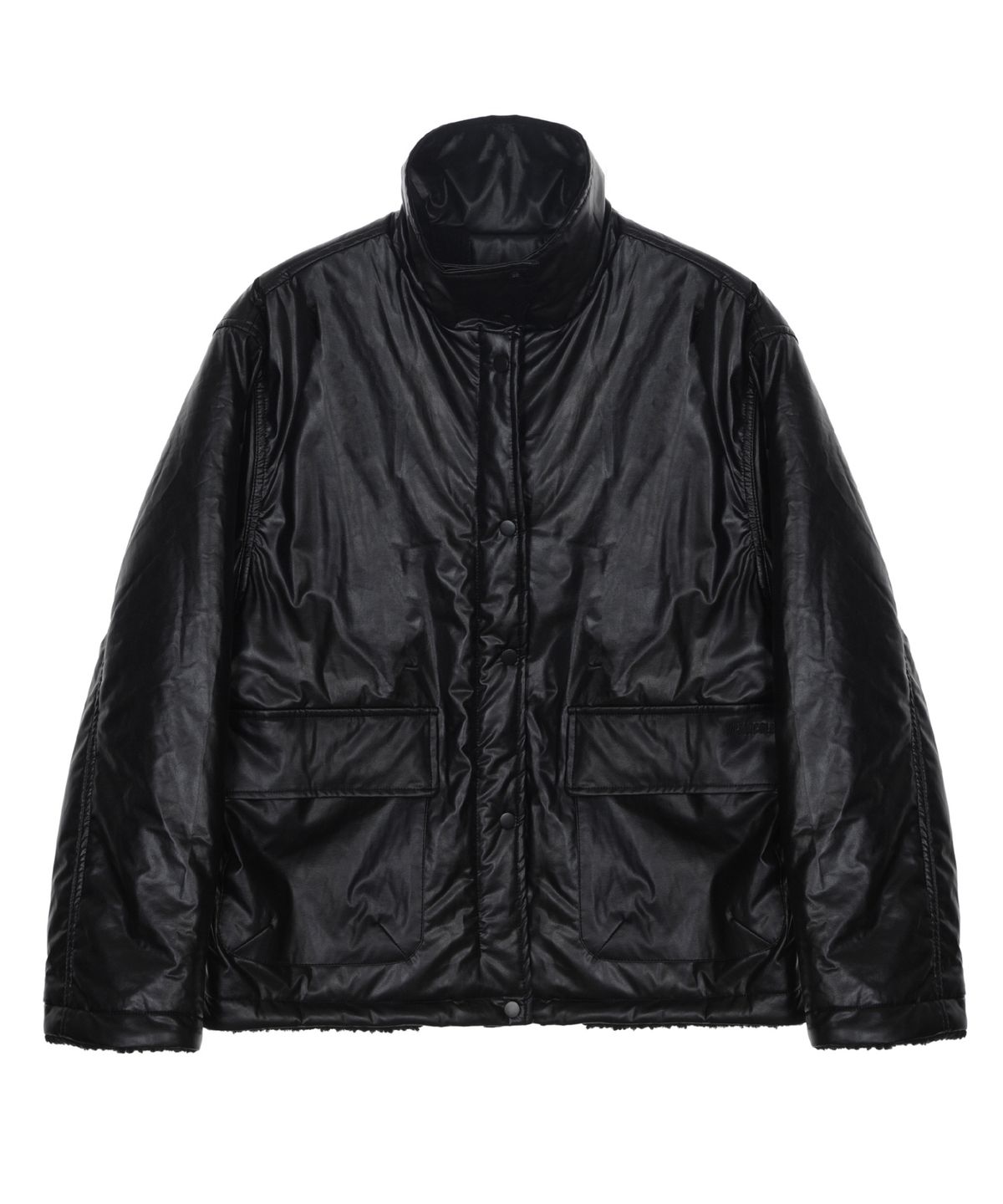 닉앤니콜(NICK&NICOLE) STRING FUR LEATHER JUMPER_BLACK