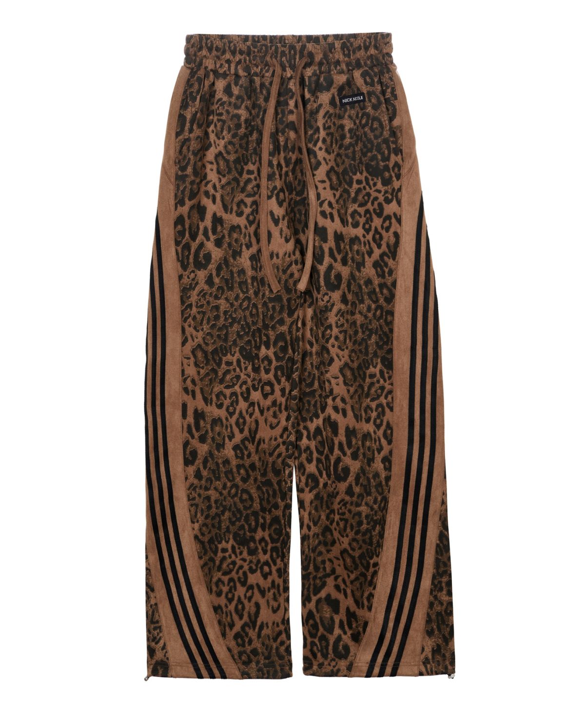 닉앤니콜(NICK&NICOLE) LEOPARD SIDE LINE WIDE PANTS_BROWN