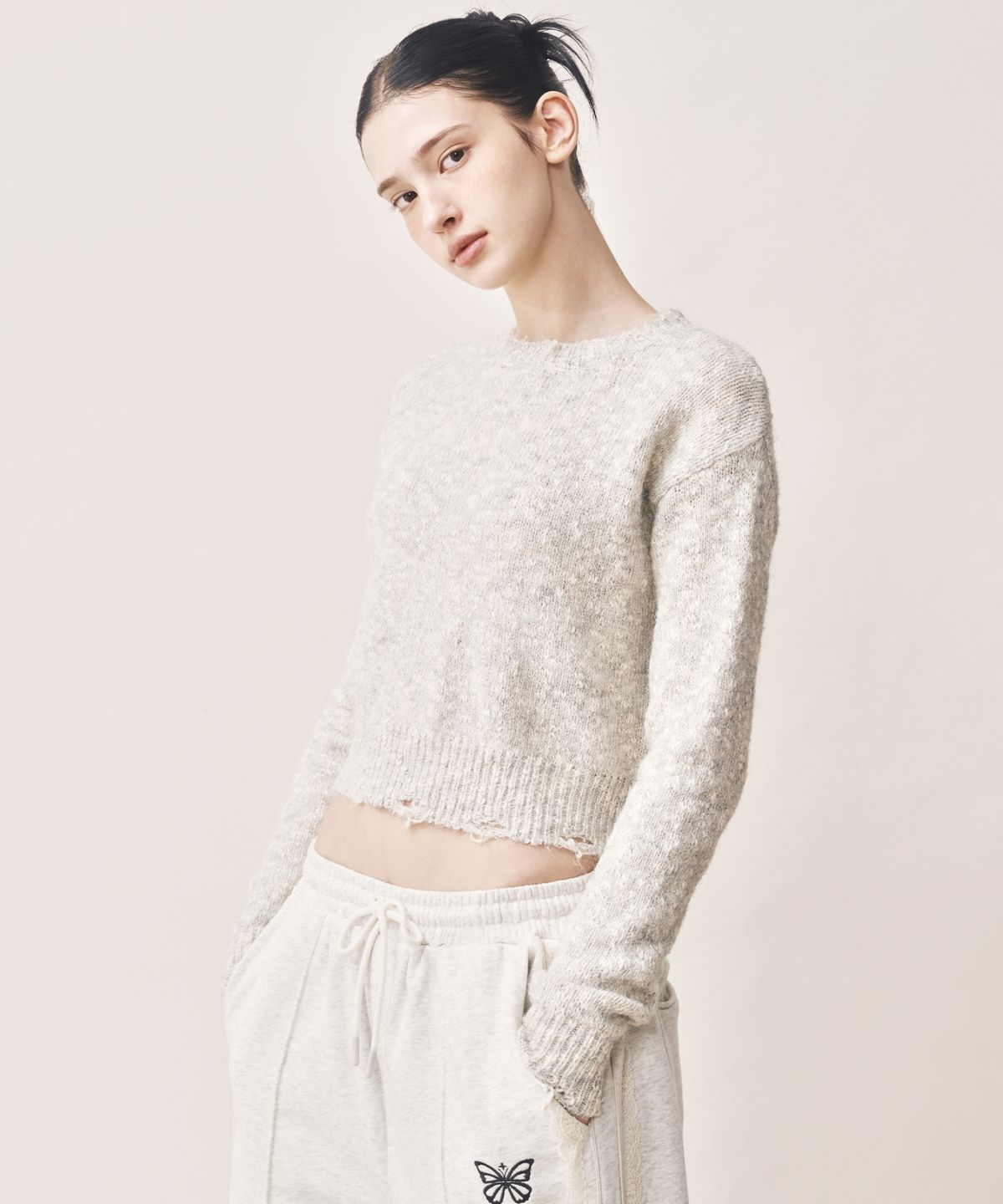닉앤니콜(NICK&NICOLE) NICOLE BOKASHI DAMAGE KNIT_GRAY