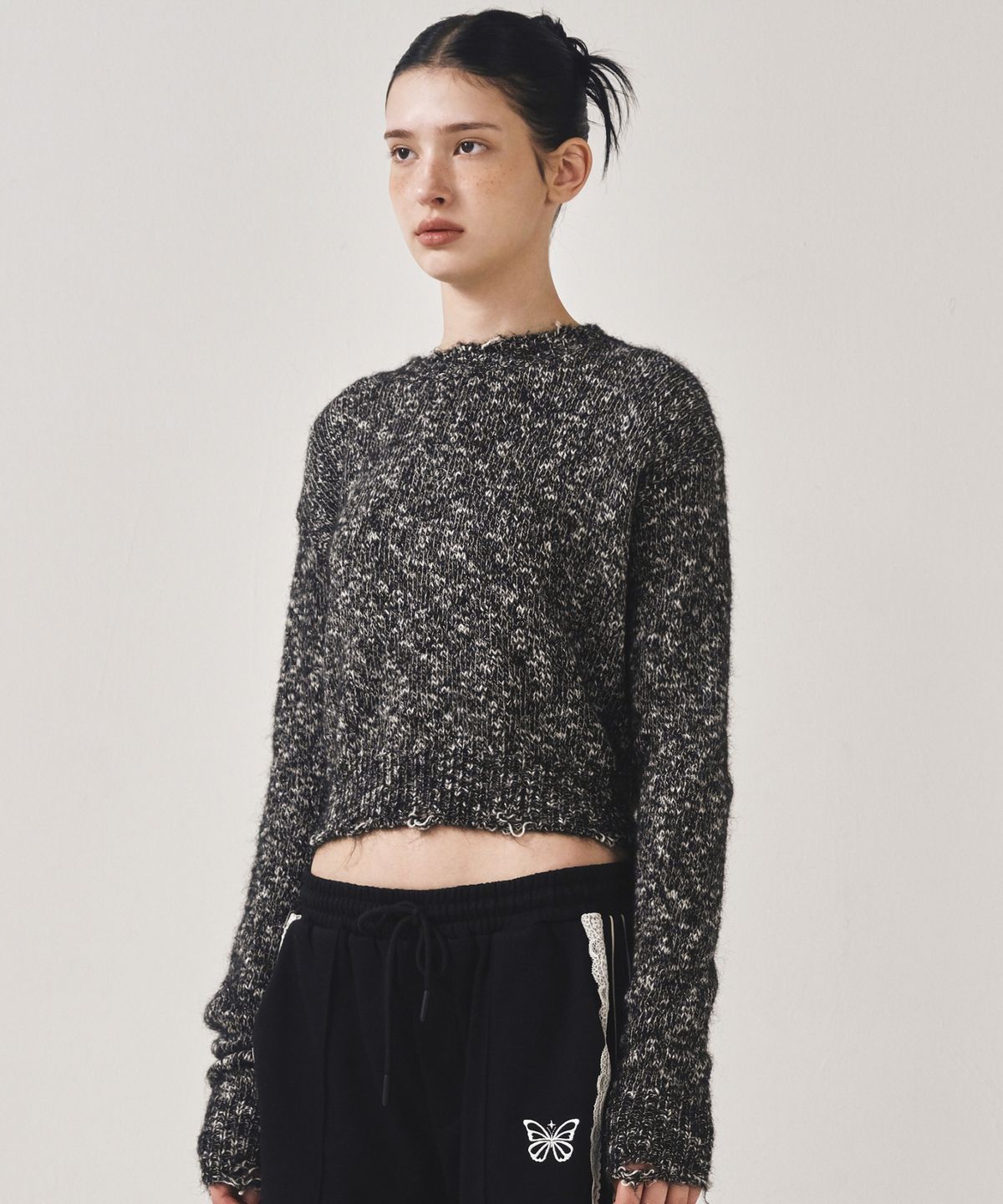 닉앤니콜(NICK&NICOLE) NICOLE BOKASHI DAMAGE KNIT_BLACK