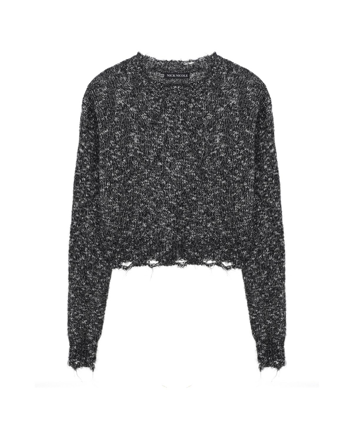 닉앤니콜(NICK&NICOLE) NICOLE BOKASHI DAMAGE KNIT_BLACK