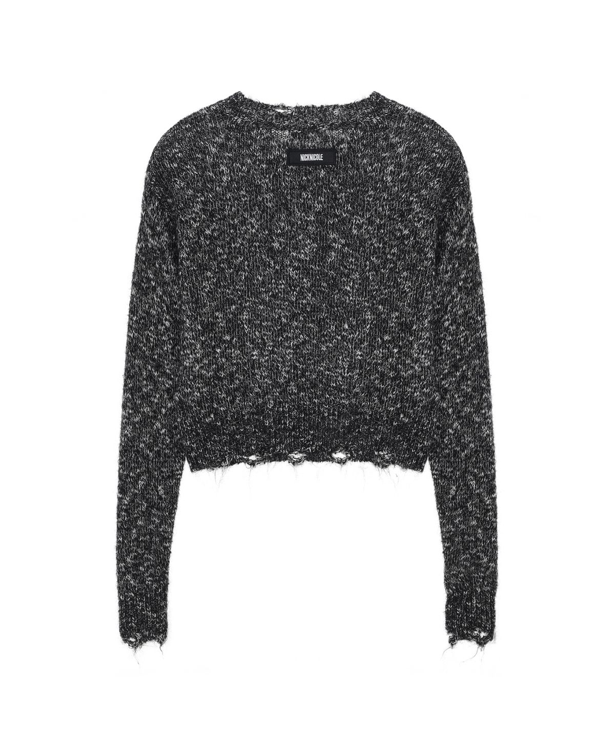 닉앤니콜(NICK&NICOLE) NICOLE BOKASHI DAMAGE KNIT_BLACK