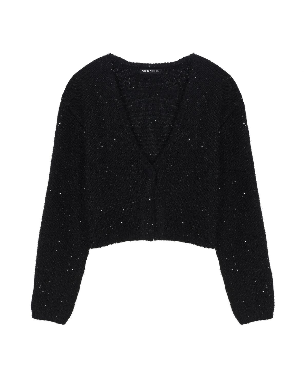 닉앤니콜(NICK&NICOLE) TWINKLE CROP WOOL KNIT CARDIGAN_BLACK