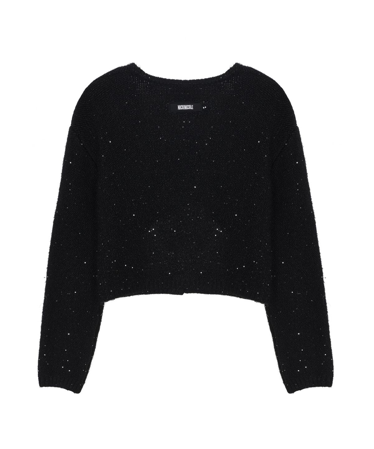 닉앤니콜(NICK&NICOLE) TWINKLE CROP WOOL KNIT CARDIGAN_BLACK