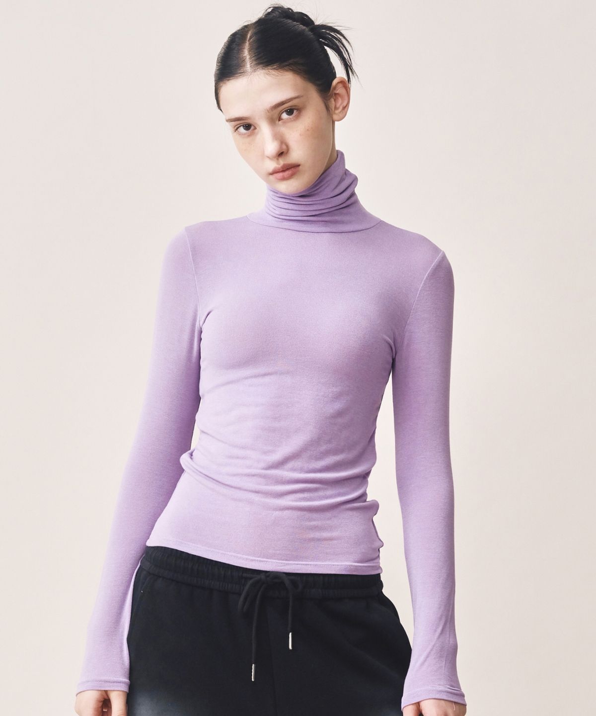 닉앤니콜(NICK&NICOLE) [ESSENTIAL] MINIMAL SLIM TURTLENECK TOP_PURPLE
