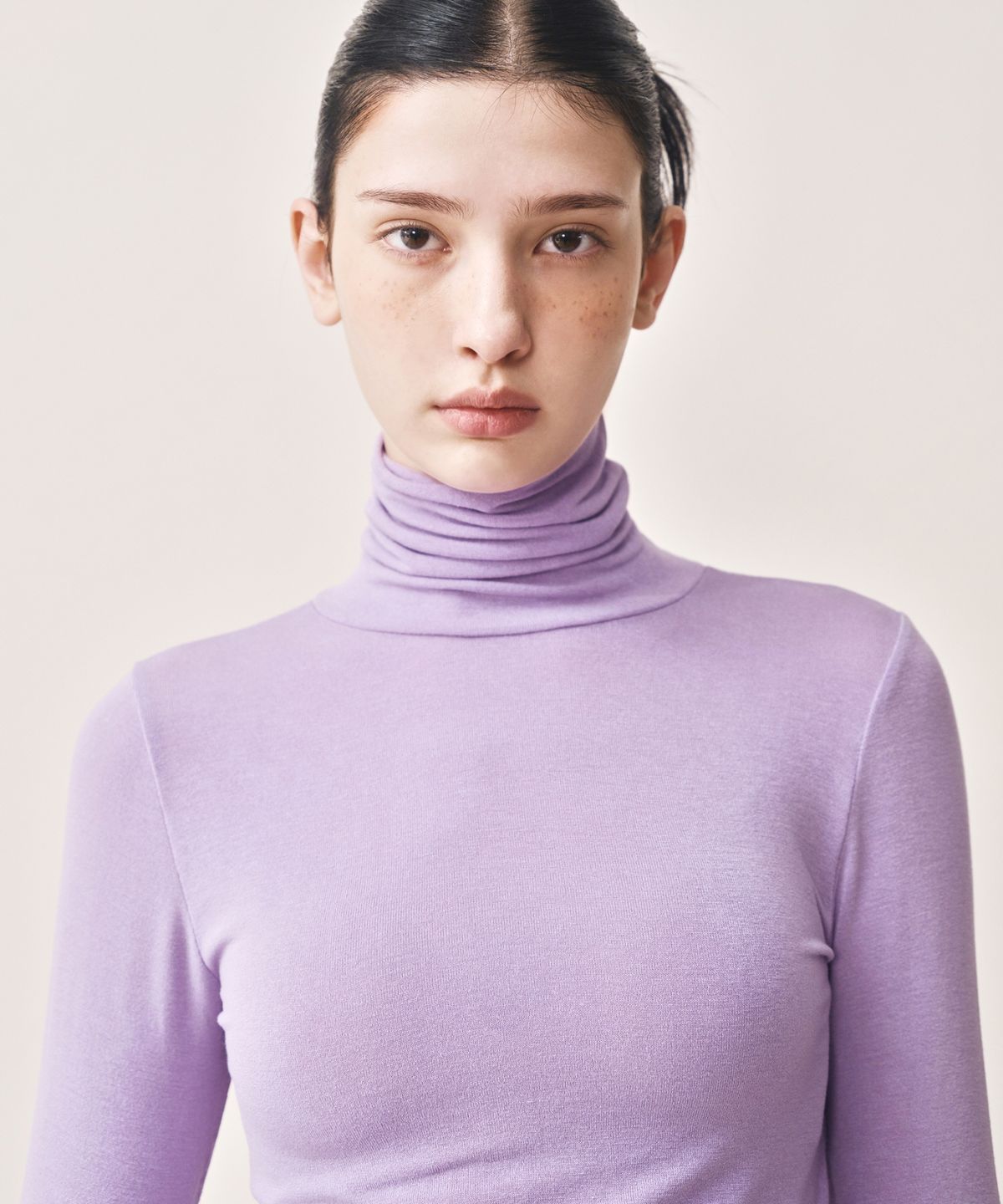 닉앤니콜(NICK&NICOLE) [ESSENTIAL] MINIMAL SLIM TURTLENECK TOP_PURPLE