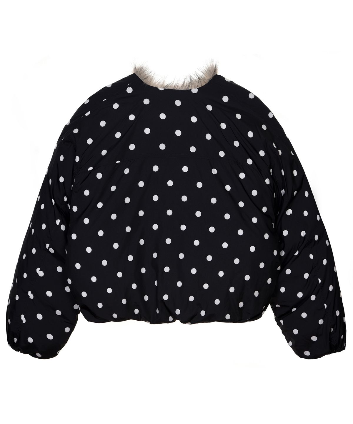 닉앤니콜(NICK&NICOLE) DOT FUR SHAWL VOLUME PUFFER PADDING_BLACK WHITE