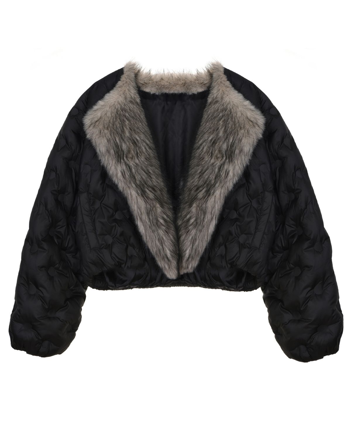 닉앤니콜(NICK&NICOLE) DOT FUR SHAWL VOLUME PUFFER PADDING_BLACK