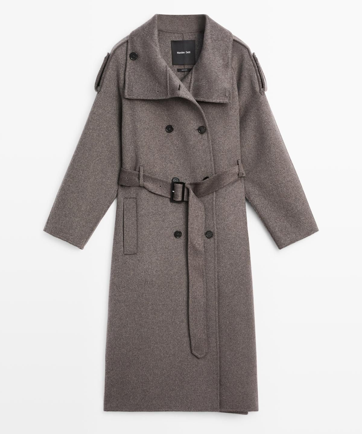 마시모두띠(MASSIMO DUTTI) 벨트 디테일 롱 울 블렌드 트렌치코트