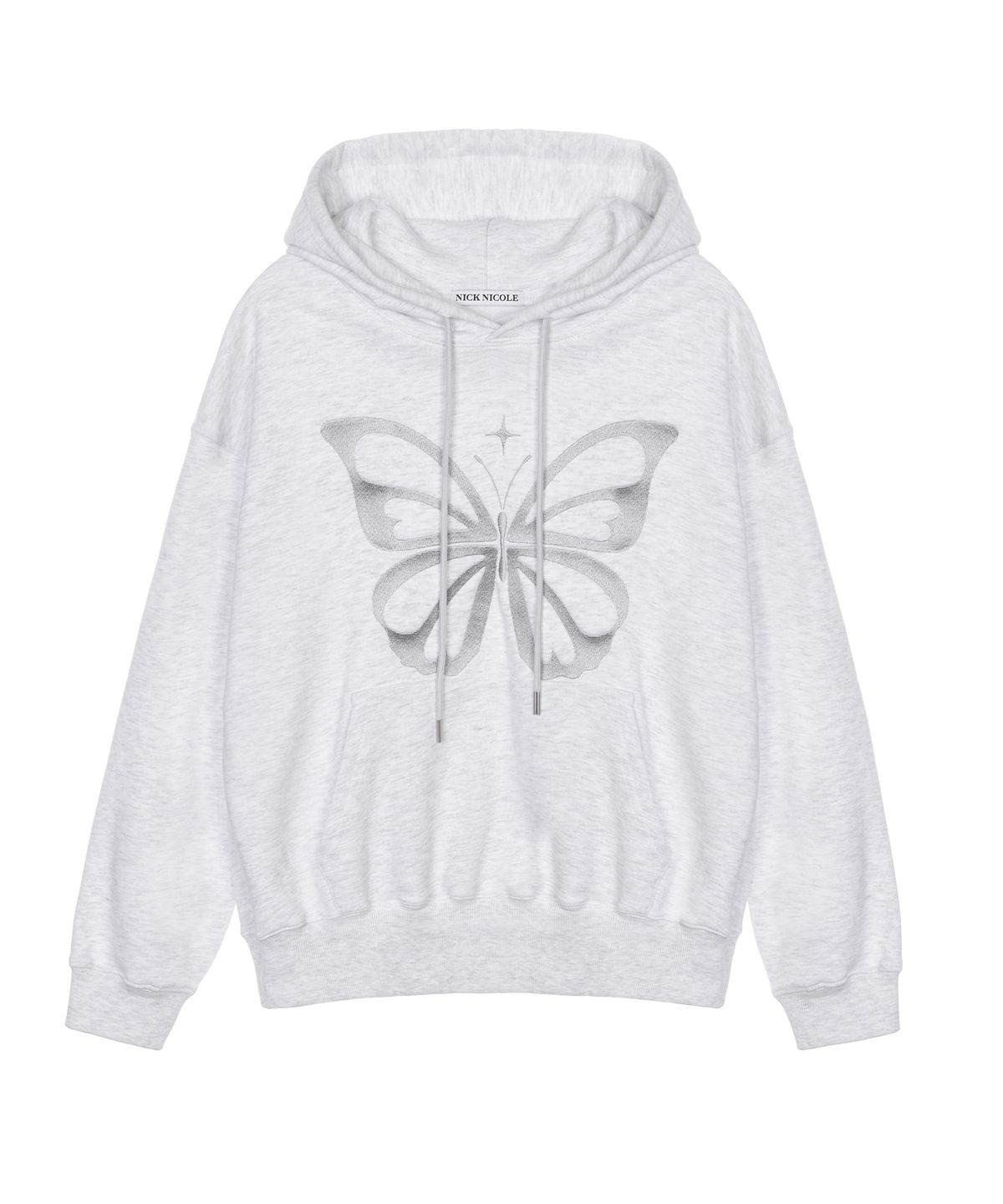 닉앤니콜(NICK&NICOLE) BUTTERFLY EMBROIDERY HOODIE_MELANGE SILVER