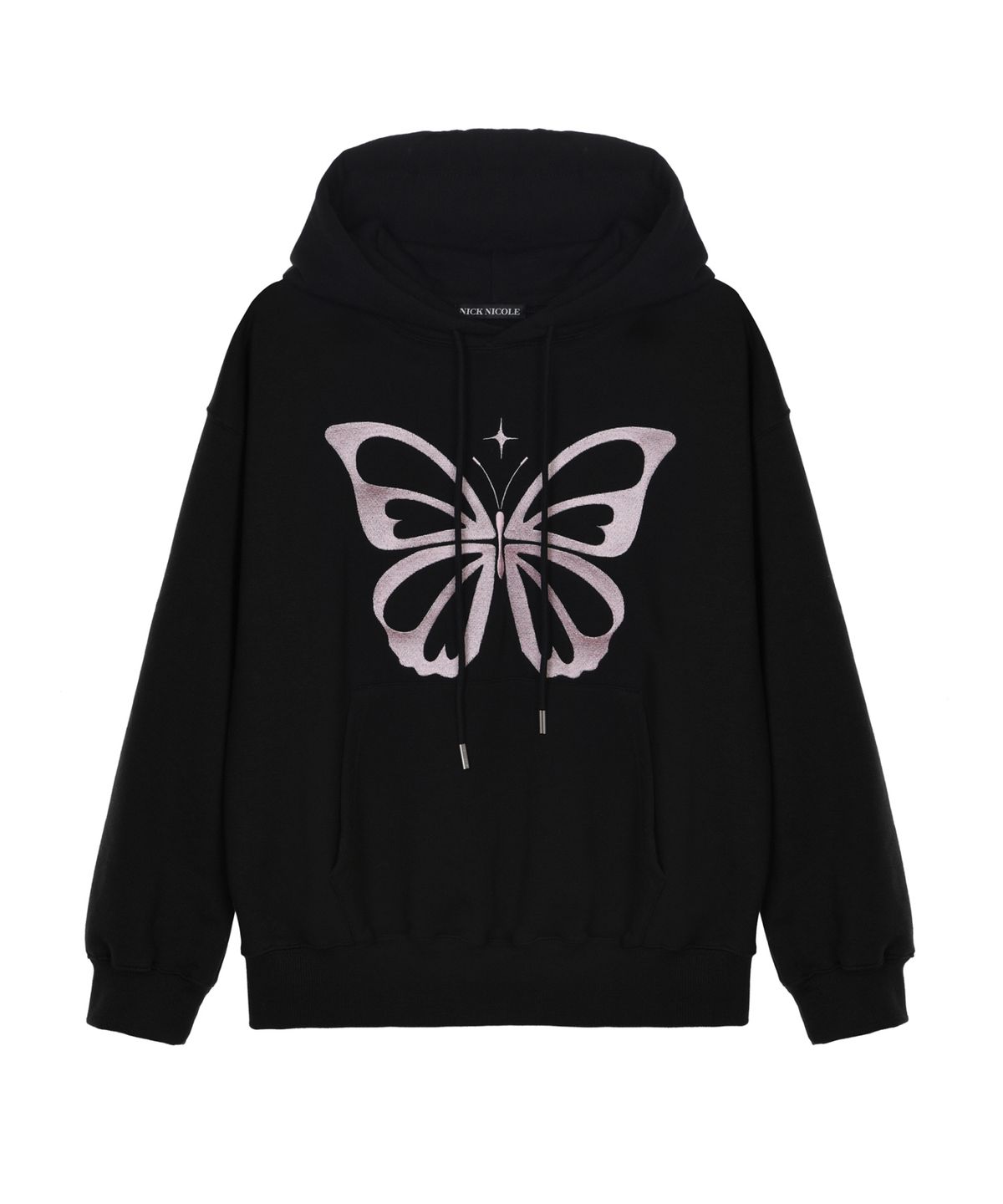 닉앤니콜(NICK&NICOLE) BUTTERFLY EMBROIDERY HOODIE_BLACK PINK