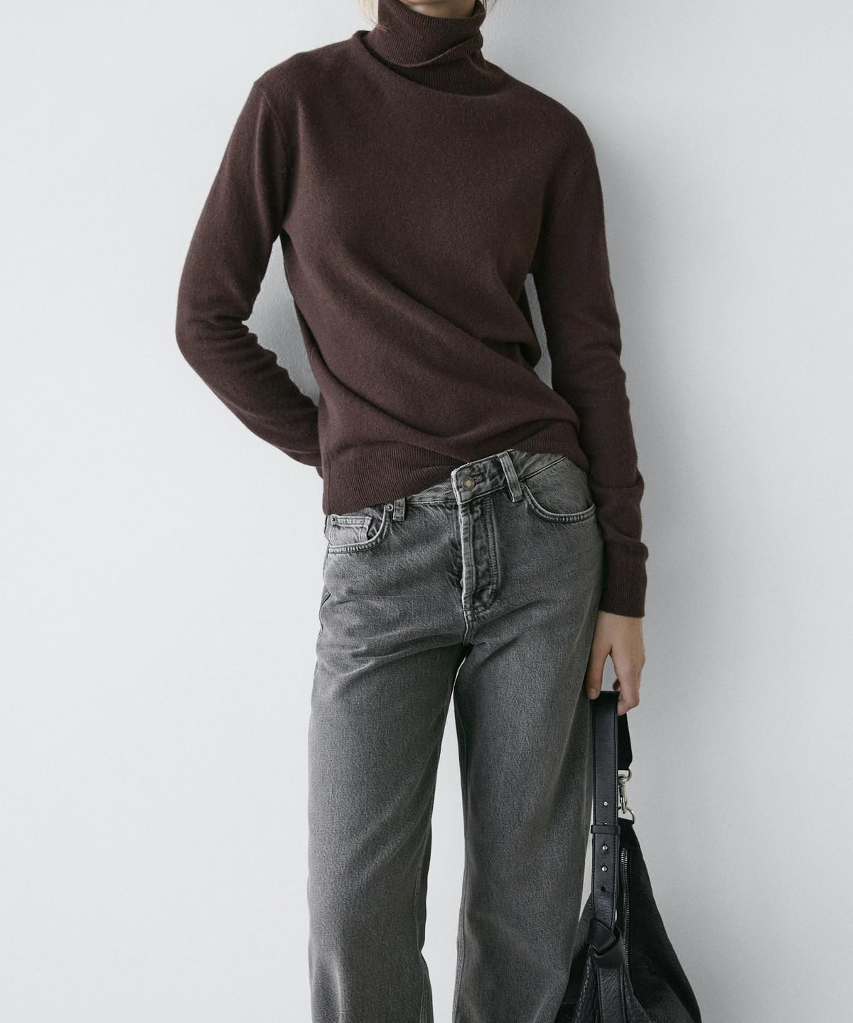 마시모두띠(MASSIMO DUTTI) 미드라이즈 와이드 레그 진