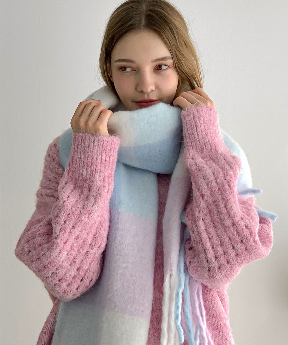 바스카라(VASCARA) Macaron Check Muffler (7colors)