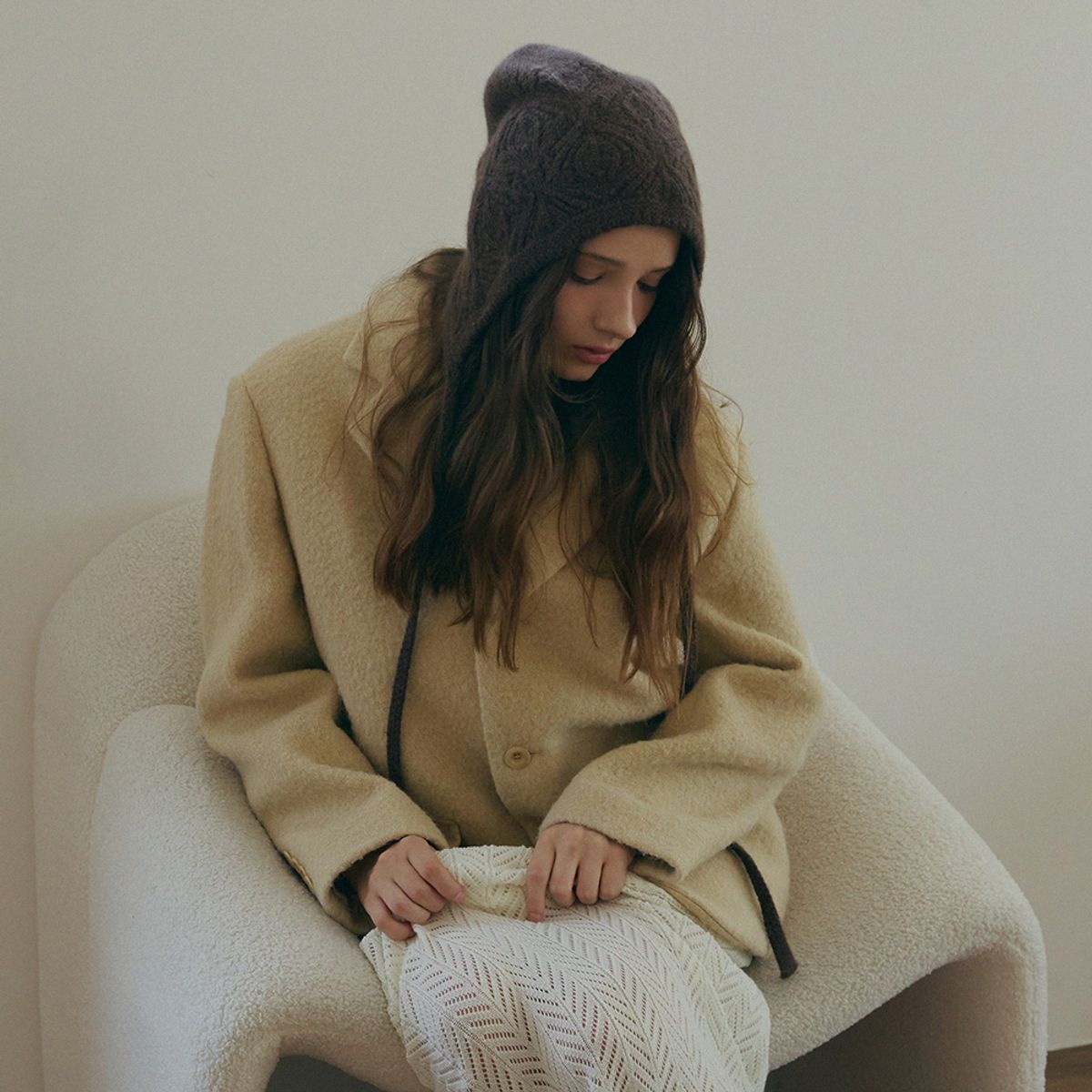 메르헨(MERCHEN) Leaf knit bonnet hat_7color