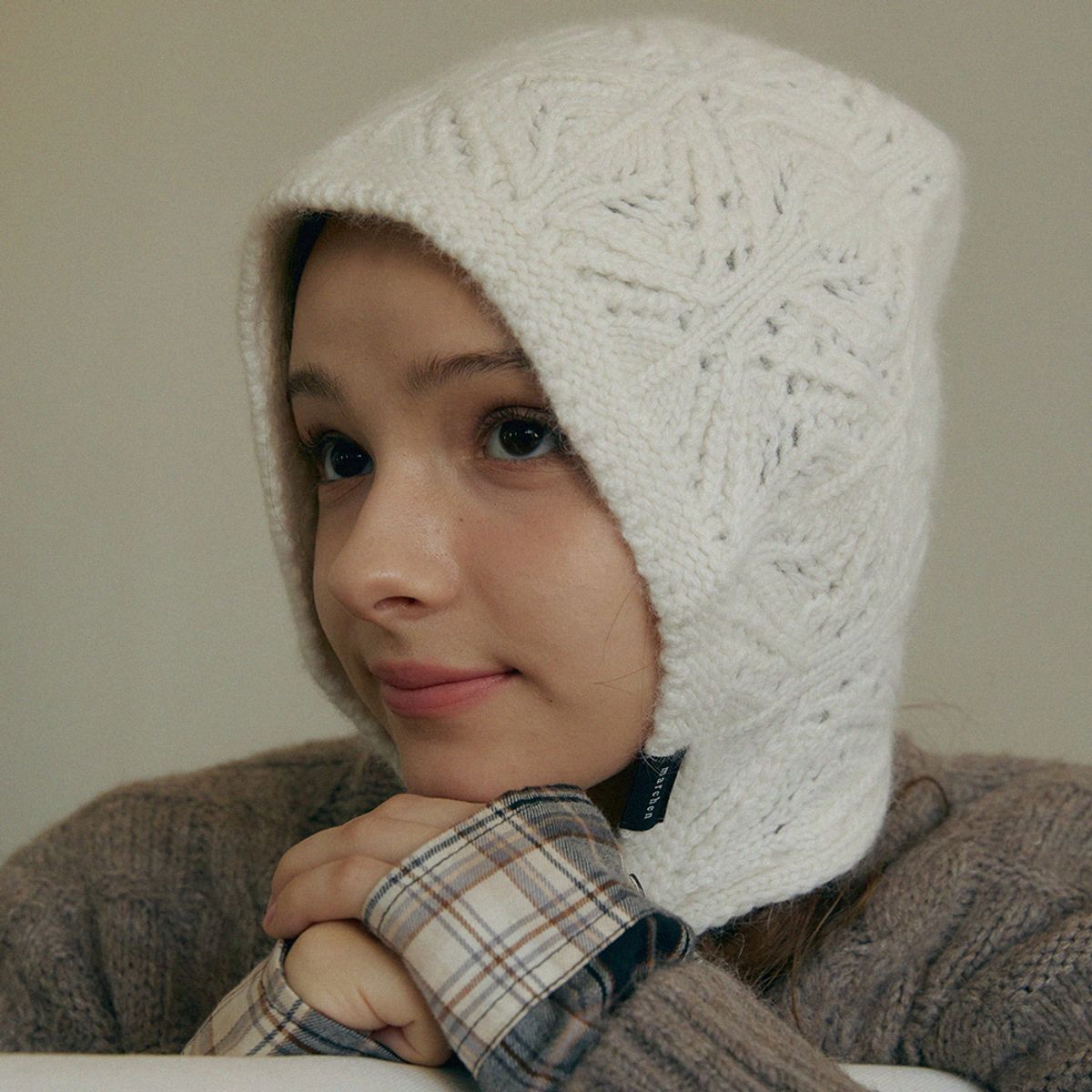 메르헨(MERCHEN) Leaf knit bonnet hat_7color