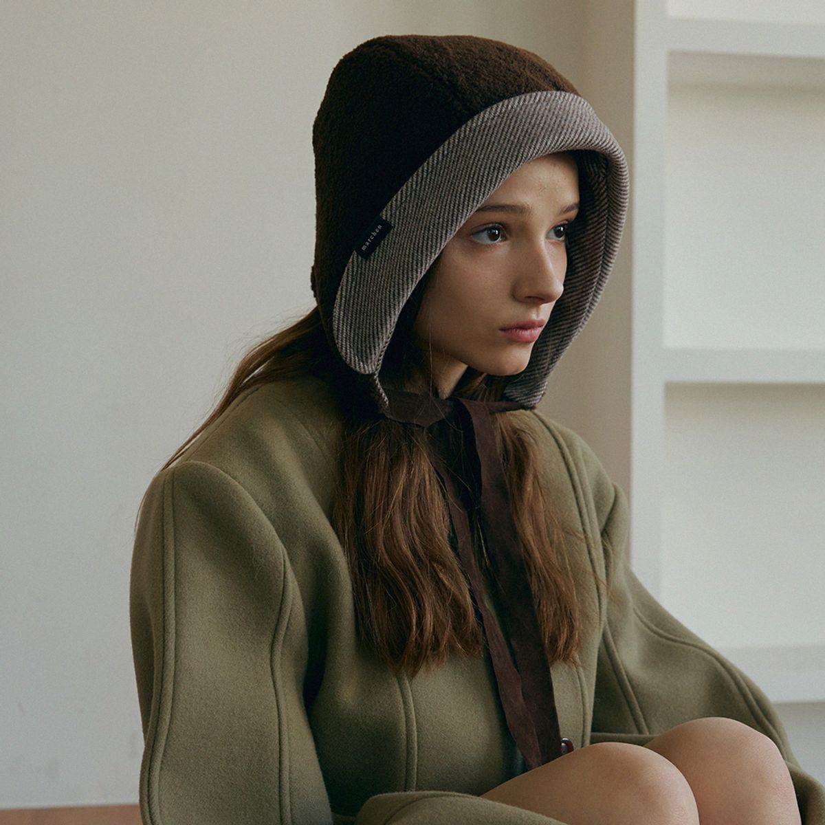 메르헨(MERCHEN) [양면] Herringbone bonnet hat_3color