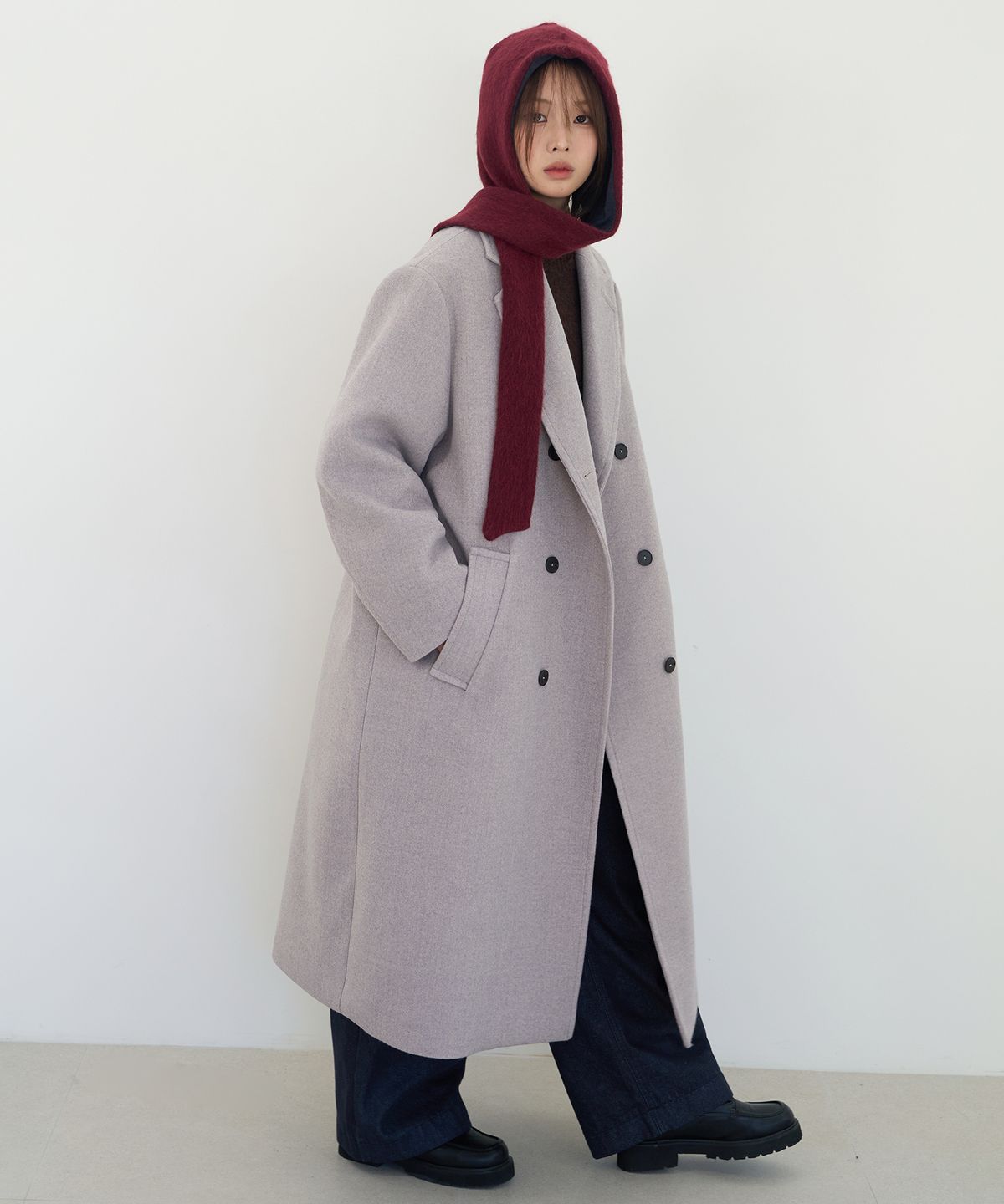 줄리아페페(JULIAPEPE) Hairy Hooded Muffler (Burgundy)
