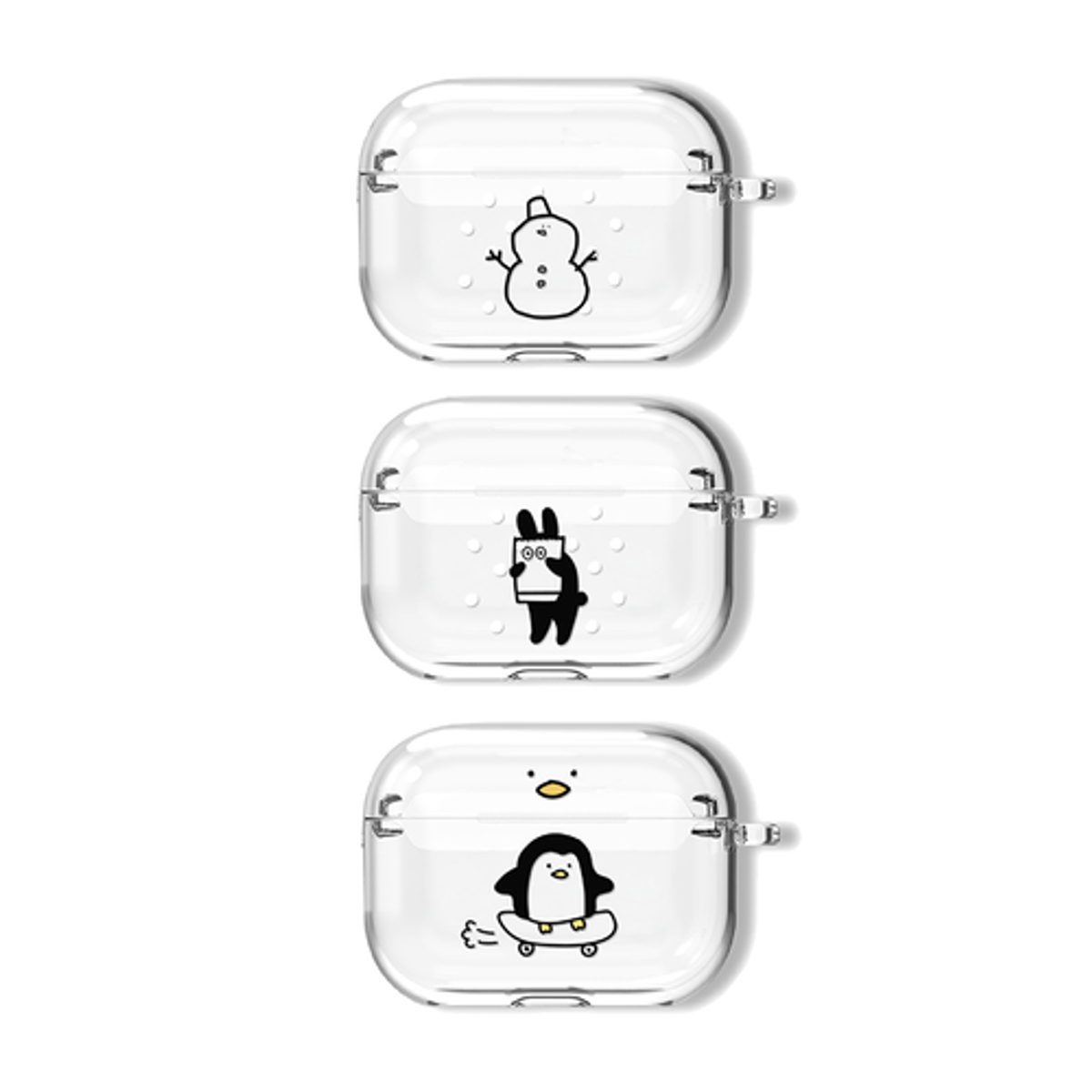 이레케이스앤굿즈(IRECASEGOODS) 멍한 친구들  에어팟 1세대 2세대 3세대 4세대 에어팟프로 프로2 프로3 버즈2 버즈3 버즈4 투명하드 케이스