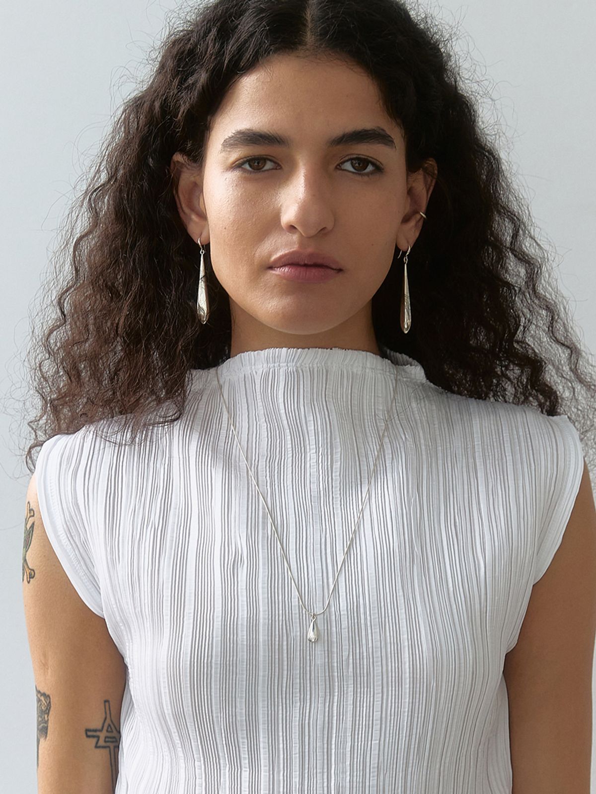 미메시(MIMESI) [925 silver] Rain Drop Necklace (snake chain)