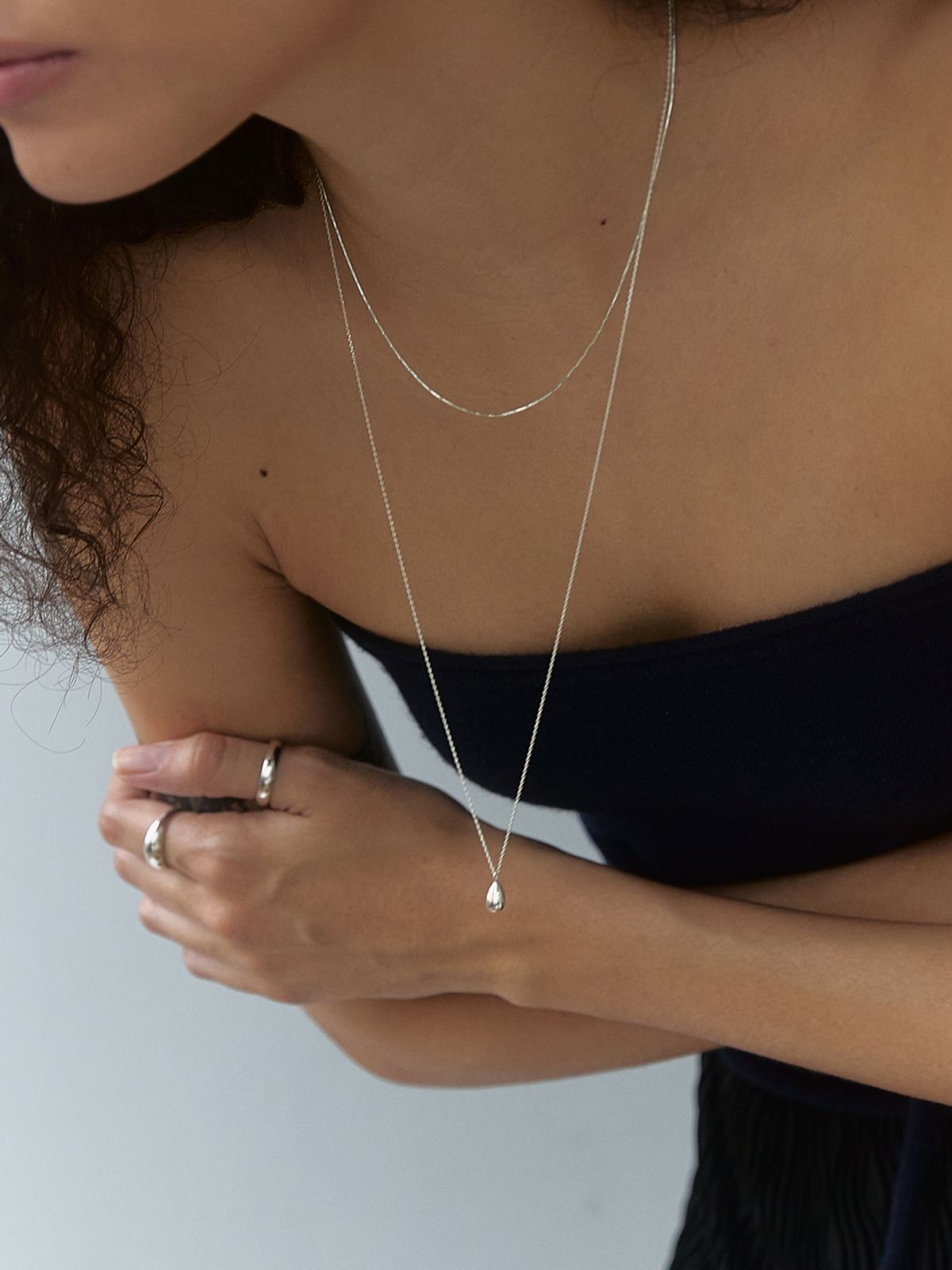 미메시(MIMESI) [925 silver] Tear Drop Necklace