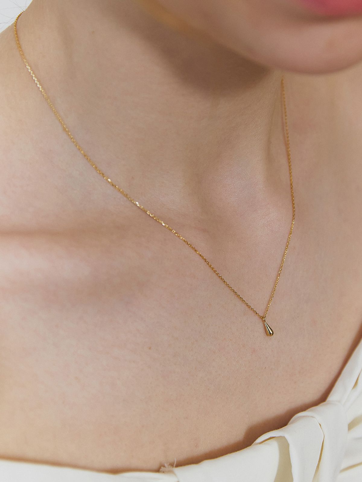 미메시(MIMESI) [925 silver] Mini Drop Necklace (gold plated)