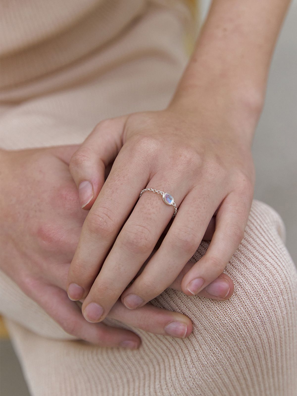 미메시(MIMESI) [925 silver] Glass Chain Ring