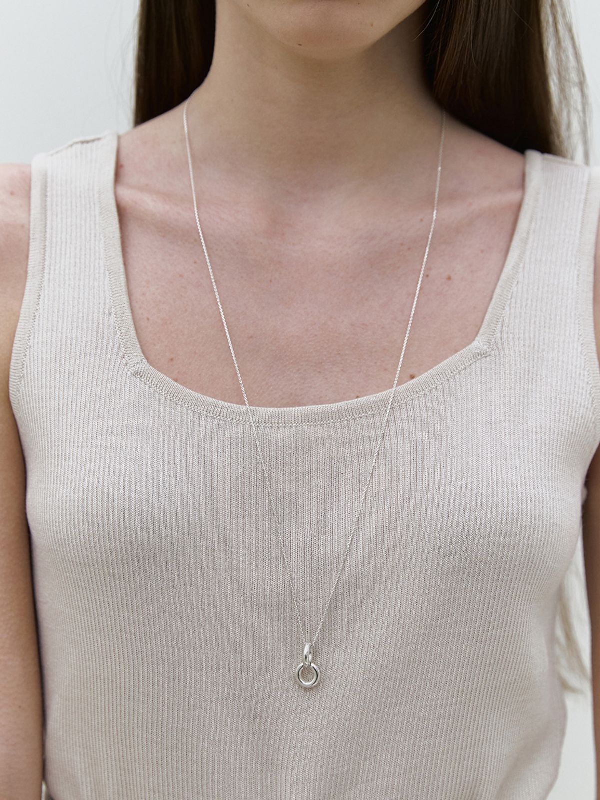 미메시(MIMESI) [925 silver] Twin Ring Long Necklace