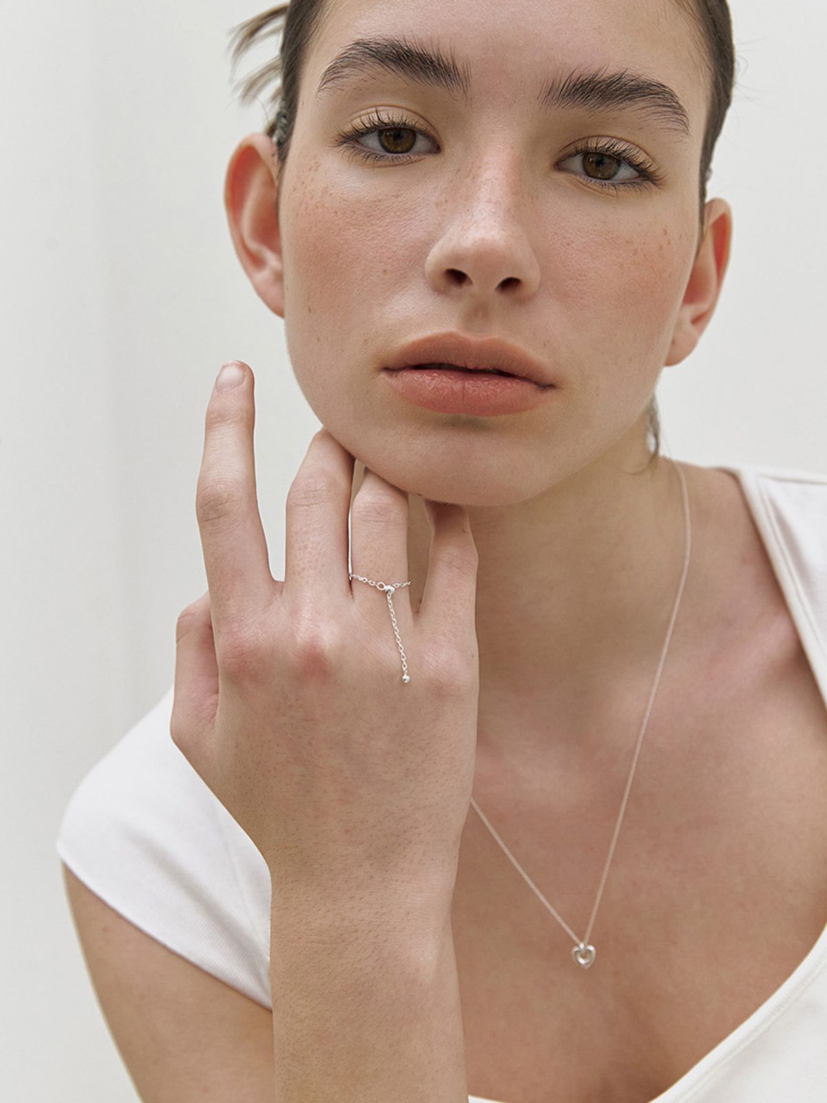 미메시(MIMESI) [925 silver] Heart Chain Ring