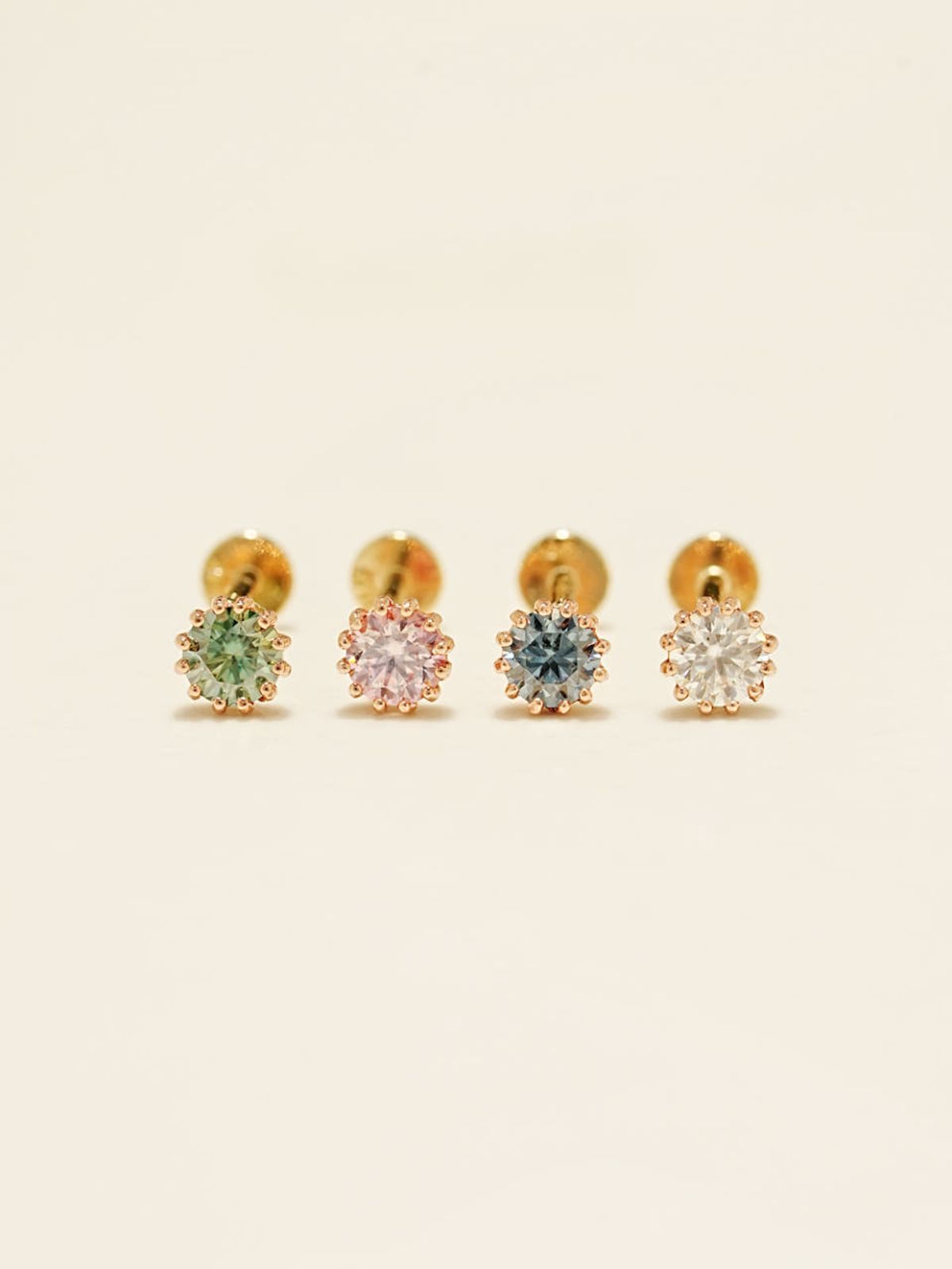 미니멀피어싱(MINIMALPIERCING) [1mm/1.2mm]14K 인터널 모이사나이트 다이아 샤이닝 라블렛 피어싱 귀걸이