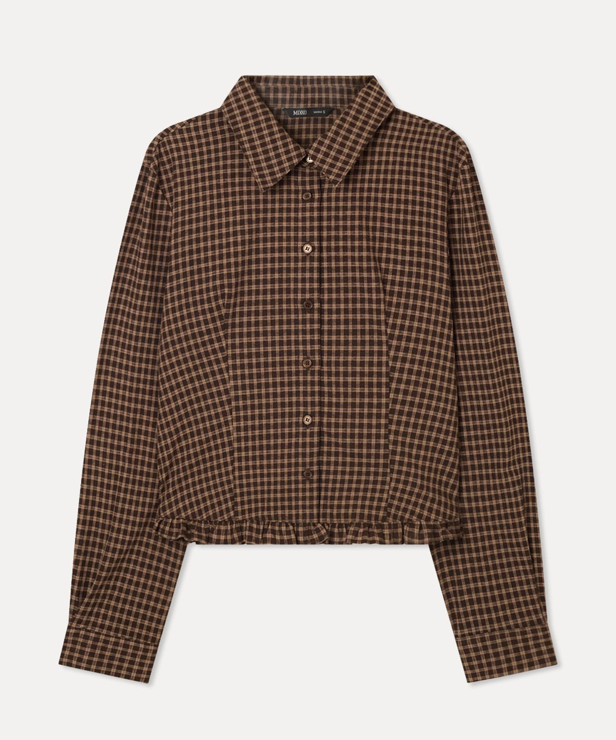 미쏘(MIXXO) 체크 프릴 셔츠_MIWYWG109G