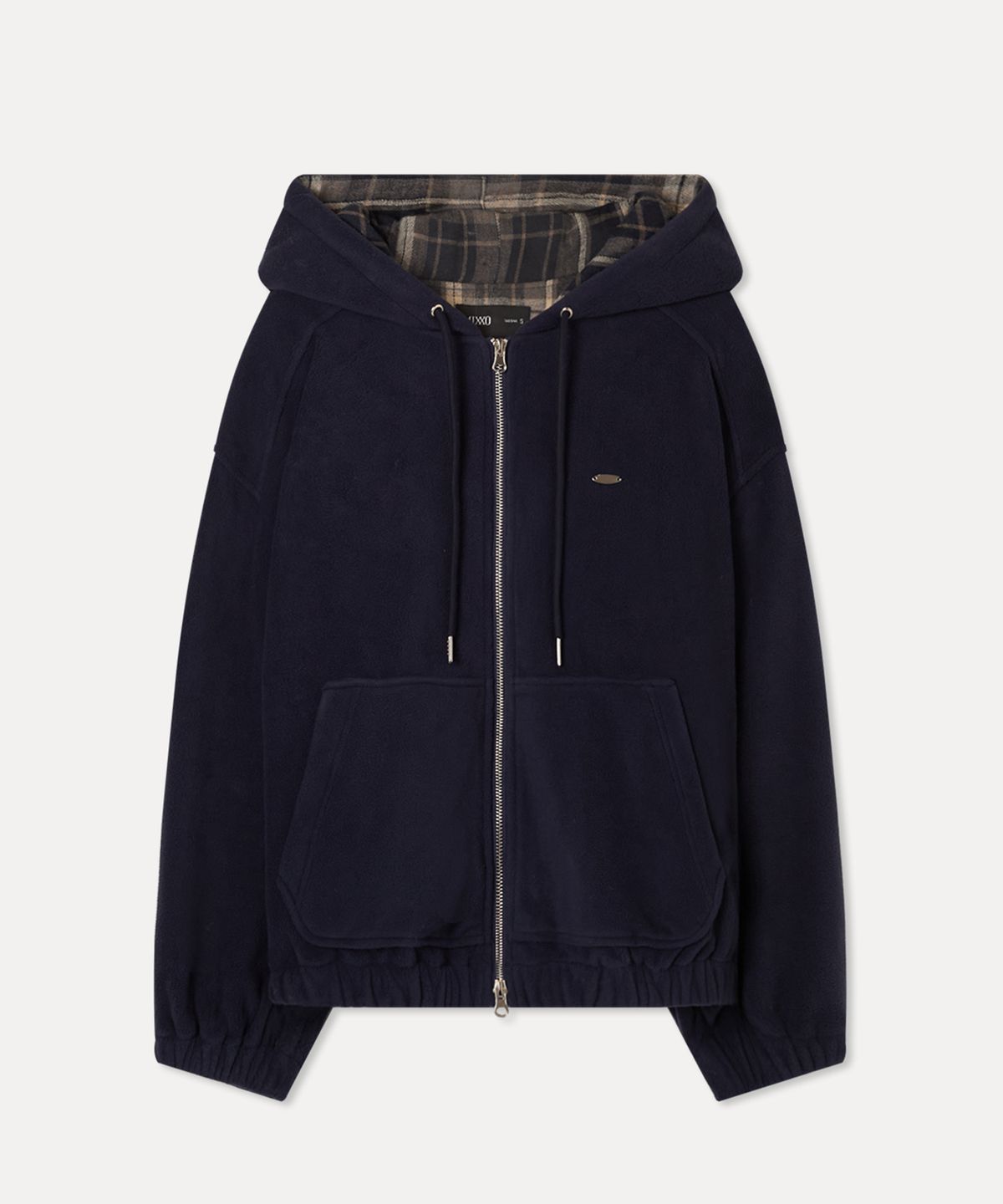 미쏘(MIXXO) 체크배색 플리스후드 집업_MIWJMG137C