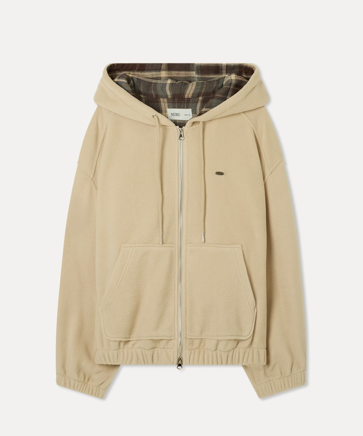 미쏘(MIXXO) 체크배색 플리스후드 집업_MIWJMG137C