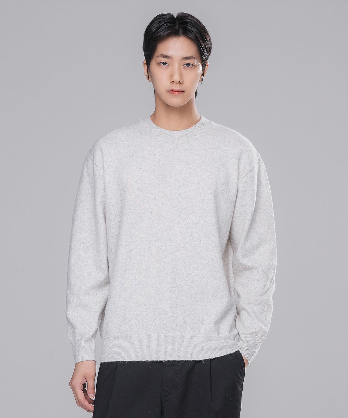 바켄(BAKKEN) 울 라운드 데일리 니트 BK8944_페일그레이