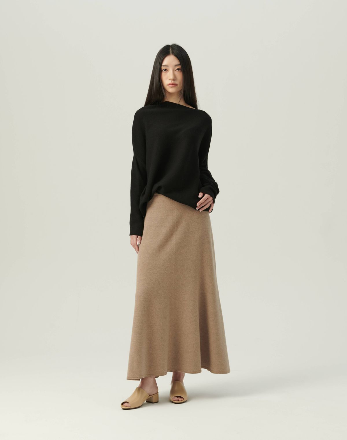 베이스스레드(BASETHREAD) Mermaid Long Knit Skirt_BEIGE