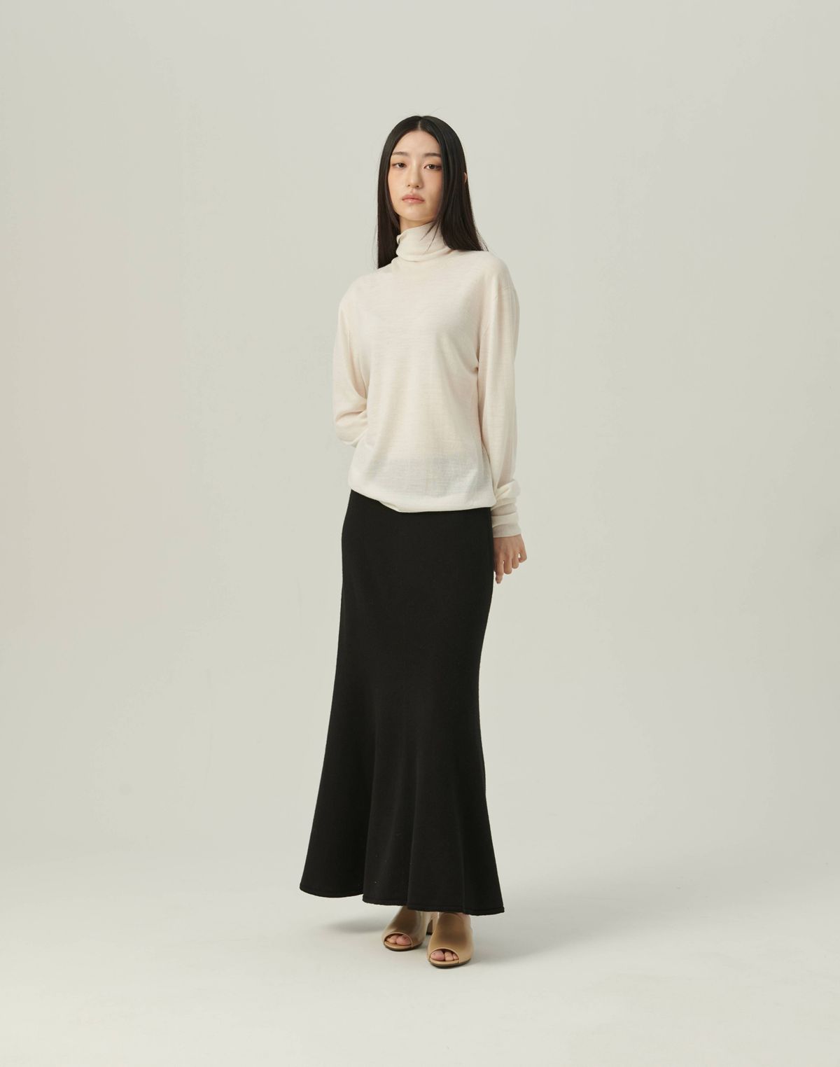 베이스스레드(BASETHREAD) Mermaid Long Knit Skirt_BLACK